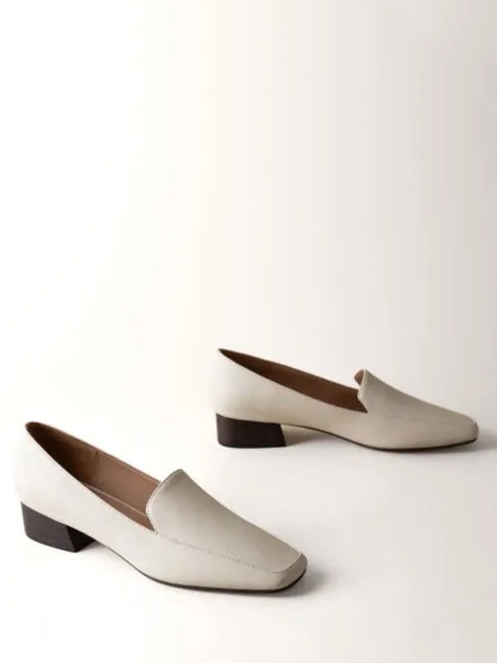 NWOT Huma Blanco Charlie Heeled Soft Square Toe Loafers in Bone Leather,l EU40